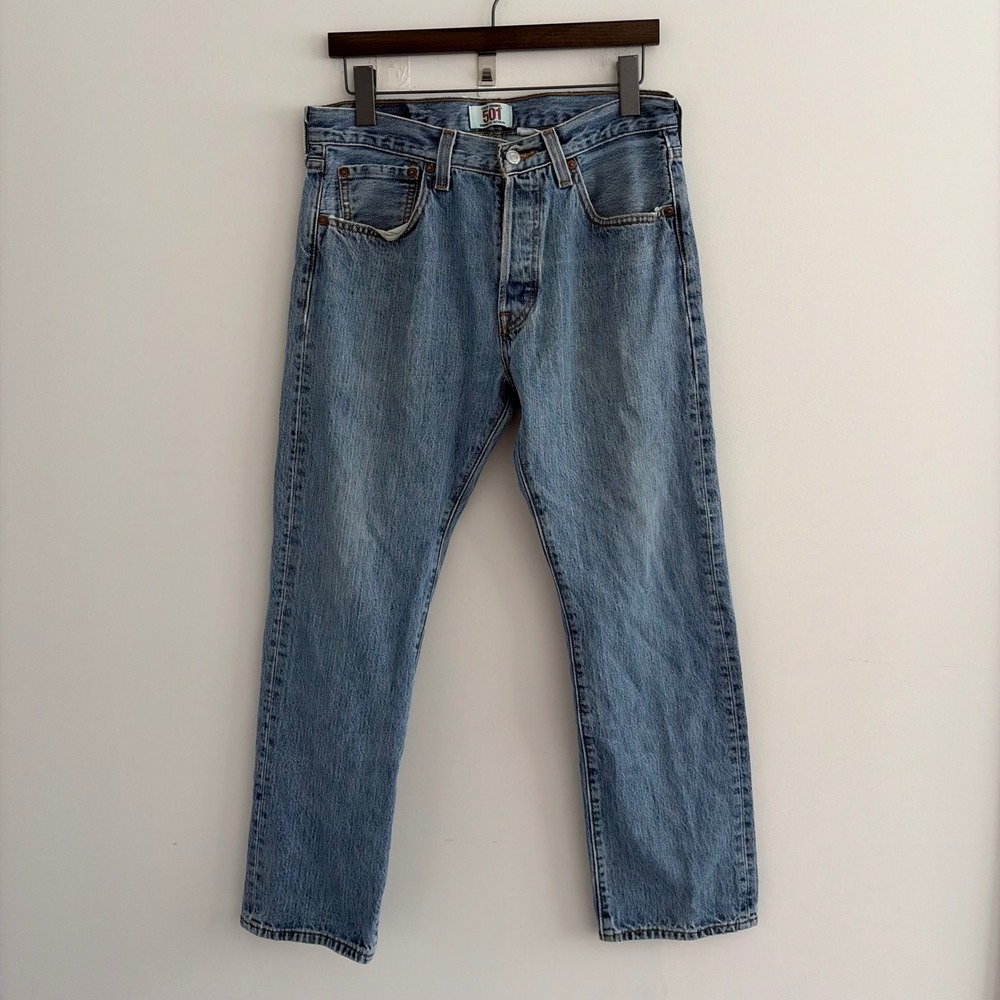 Levis 501 Straight Leg Button Fly Blue Denim Jeans W32 L29